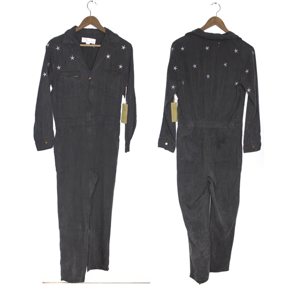 Vintage Havana NEW Washed Tencel Star Embroidered Jumsuit Small - Picture 4 of 16